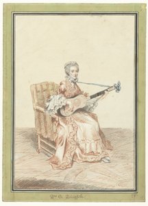 Muotokuva Madame de Montinvillestä soittamassa kitaraa