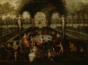 Venus, Bacchus ja Ceres kuolevaisten kanssa rakkauden puutarhassa