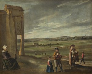Maisema talonpoikien kanssa, n. 1640.