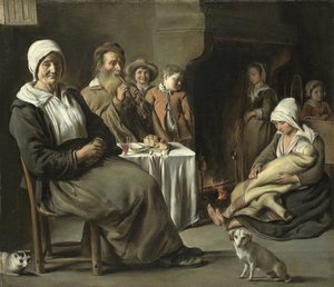Talonpoikainen sisustus vanhan huilusoittimen kanssa