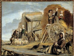 Kärry tai heinän palautus Louis Le Nainin (1593-1648) maalaus