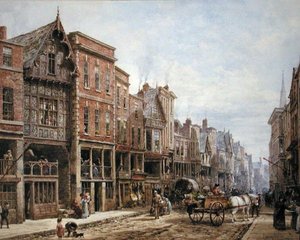 Watergate Street, Chester (akvarelli vartalovärillä paperille)
