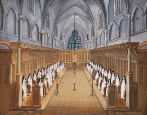 Port-Royal des Champs Abbey, nunnien kuoro kirkossa (piirustus)