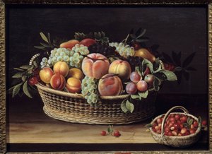 Hedelmäkori ja mansikkakorit Louise Moillonin (1610-1696) maalaus 1635 Toulouse, Musee des Augustins
