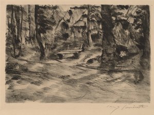 Bank im Walde II -penkki Woodsissa II, 1917. tekijältä Lovis Corinth