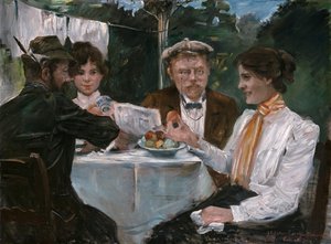 Aamiainen Max Halben puutarhassa tekijältä Lovis Corinth