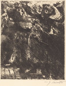 Kapusiinien saarna - "Hän mieluummin juoksee tytön kanssa") tekijältä Lovis Corinth