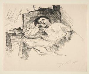Lady lepää sängyssä tekijältä Lovis Corinth