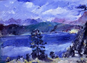Walchensee ja lehtikuusi tekijältä Lovis Corinth