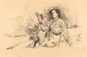 Tyttö Lukemassa tekijältä Lovis Corinth