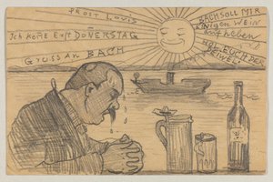 Lovis Corinth Carl Strathmannille: postikortti, postileima 22. kesäkuuta 1898 tekijältä Lovis Corinth
