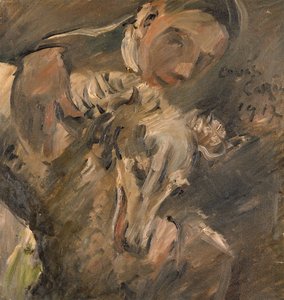 Max Mainer siperianvinttikoiran kanssa, 1917 tekijältä Lovis Corinth
