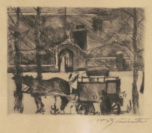 Maitovaunu Milk Wagon, 1916. tekijältä Lovis Corinth