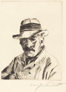 Omakuva olkihattu päässä (Self-Portrait in a Straw Hat) tekijältä Lovis Corinth