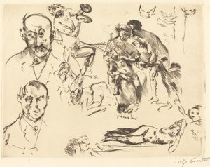 Luonnoksia miehistä, mukaan lukien Max Liebermann tekijältä Lovis Corinth