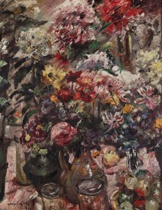 Asetelma krysanteemien ja amaryllisen kanssa tekijältä Lovis Corinth