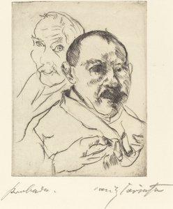 Luonnos kahdesta miehen pää-omakuvasta, 1915. tekijältä Lovis Corinth