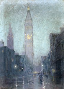 Madison Avenue at Twilight (pastelli ruskealle paperille)