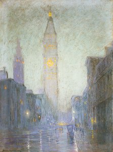 Madison Avenue at Twilight, n. 1911 (pastelli ruskealle paperille)