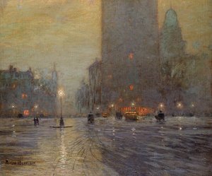 Madison Square, Rainy Night (öljy kankaalle)