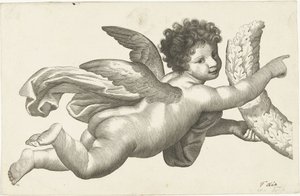 Kelluva putto seppeleellä tekijältä Lubertus Teunis van Deth