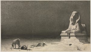 Lepo lennossa Egyptiin recto, Sfinksin luonnos [] verso, n. 1879-80.