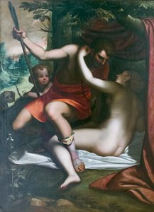 Venus ja Adonis, ennen vuotta 1585, Luca Cambiaso (öljy kankaalle) tekijältä Luca Cambiaso