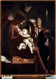 Neitsyt ja lapsi Pyhän Johannes Kastajan kanssa tai "Neitsyt kynttilä" tai "Pyhä perhe Pyhän Annan ja Pyhän Johannes Kastajan kanssa"" (Neitsyt kynttilän kanssa) Luca Cambiason (1527-1585) maalaus tekijältä Luca Cambiaso