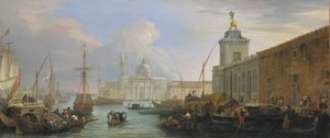 Bacino, Venetsia, Dogana ja kaukainen näkymä Isola di San Giorgiolle, n. 1709.