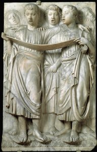 La cantoria eli lapset laulavat kuorossa - marmorireliefi, Luca della Robbia (n.1400-1482), Quattrocento -museo