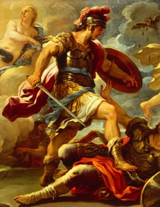 Aeneaksen hahmo, yksityiskohdat Aeneas voitti Turnuksen, Luca Giordano (1634-1705), öljy kankaalle