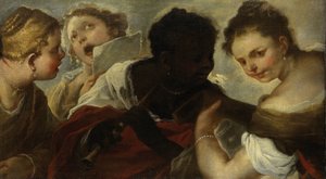 Neljä naista tekemässä musiikkia tekijältä Luca Giordano