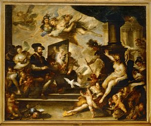 Rubens maalaamassa: (maalaus kankaalle). tekijältä Luca Giordano