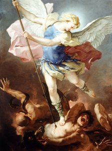 Pyhä Mikael voittaa demonin, Luca Giordano (1634-1705), öljy kankaalle