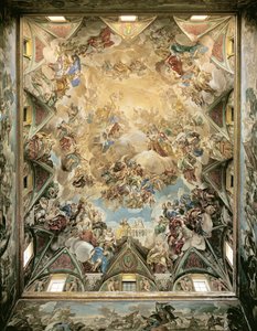 Taivaallinen kirkkaus ja Habsburgien voitto, katosta suuren portaikon yläpuolelta tekijältä Luca Giordano