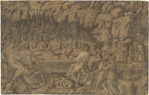 Acheloüsin juhlaillallinen, noin 1545 (tussipiirros)