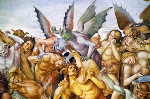 Kirottu helvetissä, Last Judgment -frescojaksosta tekijältä Luca Signorelli