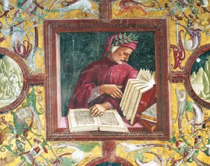 Italia, Umbrian alue, Orvieto, Katedraali, Madonna di San Brizion kappeli, Luca Signorellin Dante Alighierin muotokuva, fresko