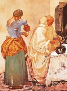 Luca Signorellin (noin 1445-1523) tarinat Pyhästä Benedictuksesta, fresko, Pyhän Benedictin luostari, Monte Oliveto Maggioren luostari tekijältä Luca Signorelli