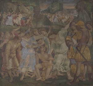Siveyden voitto: Rakkaus aseista riisuttu ja sidottu freskot Palazzo del Magnificosta, Siena, 1509 tekijältä Luca Signorelli