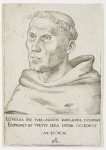 Martti Luther, rintakuva kolmivartalokuvassa tekijältä Lucas Cranach the Elder