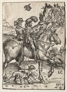 Gentleman and lady Riding to the Chase, 1506. tekijältä Lucas Cranach the Elder