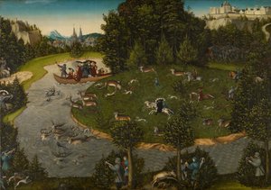 Hirvenmetsästys valitsija Friedrich Viisaan kanssa tekijältä Lucas Cranach the Elder