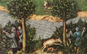 Hirvenmetsästys valitsija Friedrich Viisaan kanssa
 yksityiskohta tekijältä Lucas Cranach the Elder
