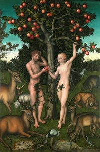 Aatami ja Eeva. 1526 tekijältä Lucas Cranach the Elder