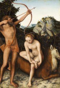 Apollo ja Diana. Noin 1530 tekijältä Lucas Cranach the Elder