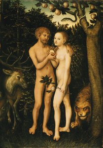Saksa: Aatami ja Eeva paratiisissa / Sündenfall Adam and Eve tekijältä Lucas Cranach the Elder
