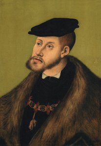Saksa: Bildnis Kaiser Karls V. Keisari Kaarle V:n muotokuva. tekijältä Lucas Cranach the Elder