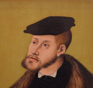Saksa: Bildnis Kaiser Karls V. Keisari Kaarle V:n muotokuva. tekijältä Lucas Cranach the Elder