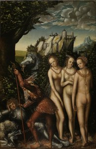 Saksan kieli: Das Urteil des Paris Pariisin tuomio. tekijältä Lucas Cranach the Elder